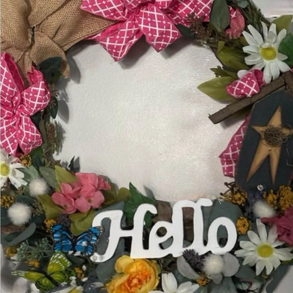 Hand Crafted Hello Summer Wreath Beautiful Floral Pink Accents Custom Final Sale